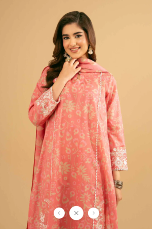 Nishat Linen Elegant Peach 2-Piece Suit with Lace Detailing