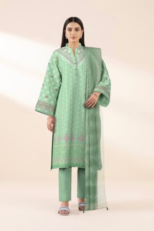 Sapphire 3-Piece Digital Printed Lawn Suit – Mint Green Classic Design