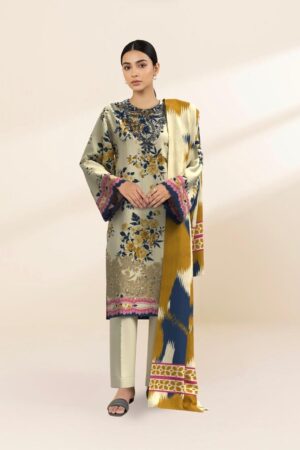 Elegant Floral Printed Lawn Suit with Dupatta (3-Piece Set)