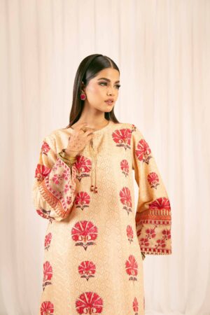 Nishat Original – Cream & Red Floral Printed Kurta with Tassel Detail
