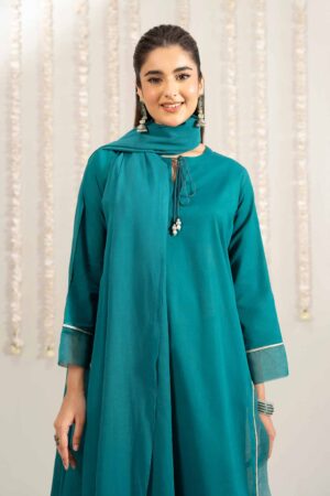 Nishat Linen Original Teal Blue Solid 3-Piece Stitched Suit