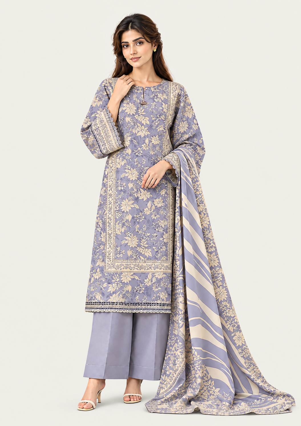 elegant lavender palazzo suit catalog portrait